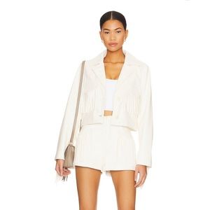 Line & Dot, Selena Fringe Jacket in Bone, Size M